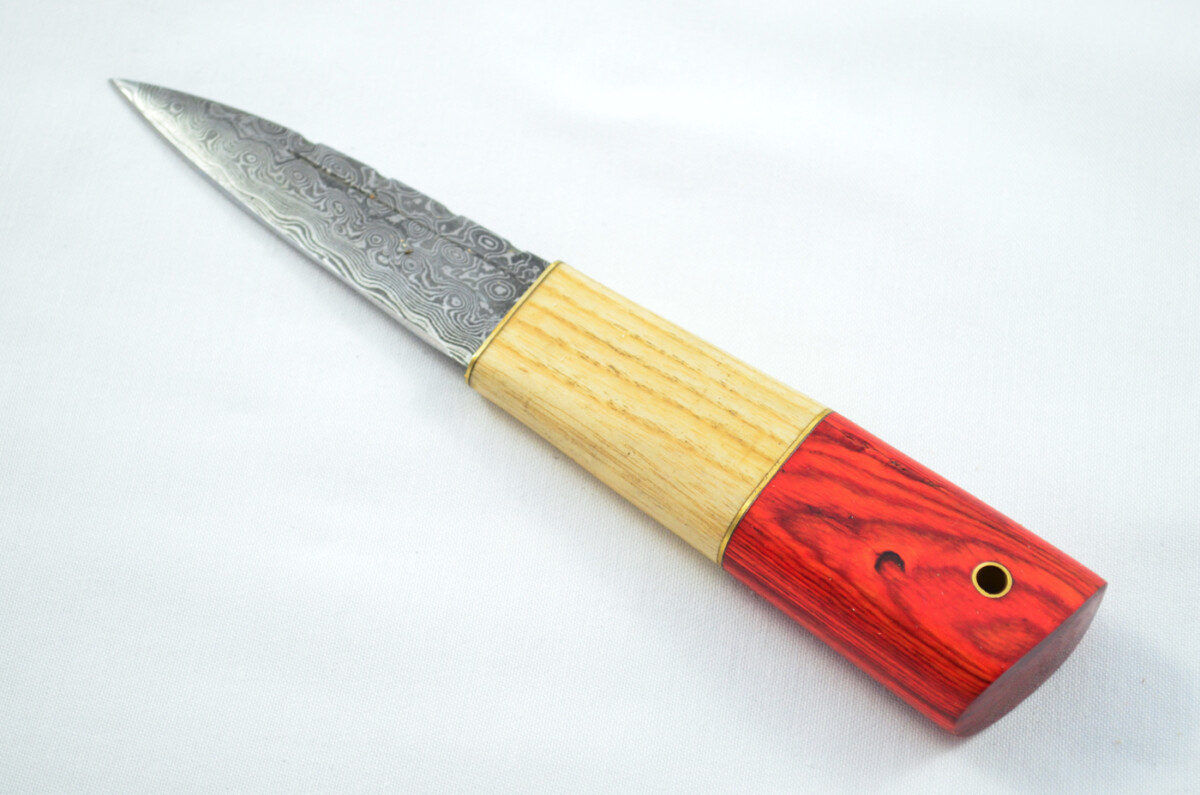 New Fantastic Coloured Laminate Sgian Dubh Damascus Steel Made in Sheffield England Superior Sheath inc Presentation Box - Image 3