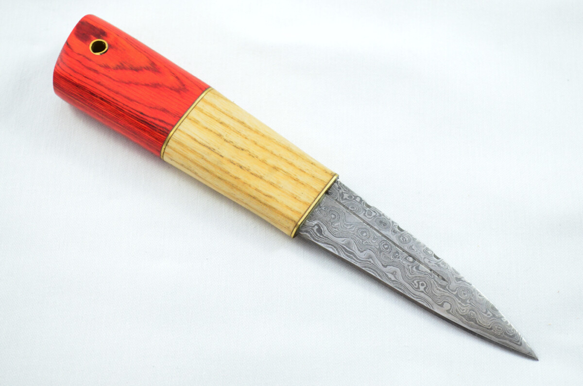 New Fantastic Coloured Laminate Sgian Dubh Damascus Steel Made in Sheffield England Superior Sheath inc Presentation Box - Image 2