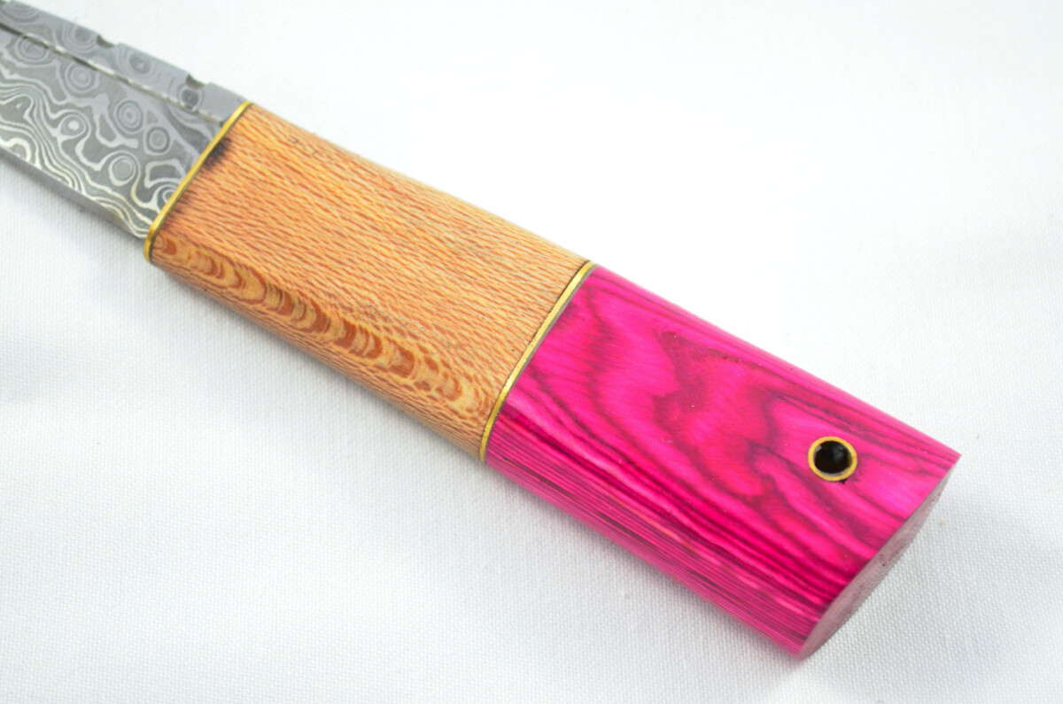 New Fantastic Coloured Laminate Sgian Dubh Damascus Steel Made in Sheffield England Superior Sheath inc Presentation Box - Image 4