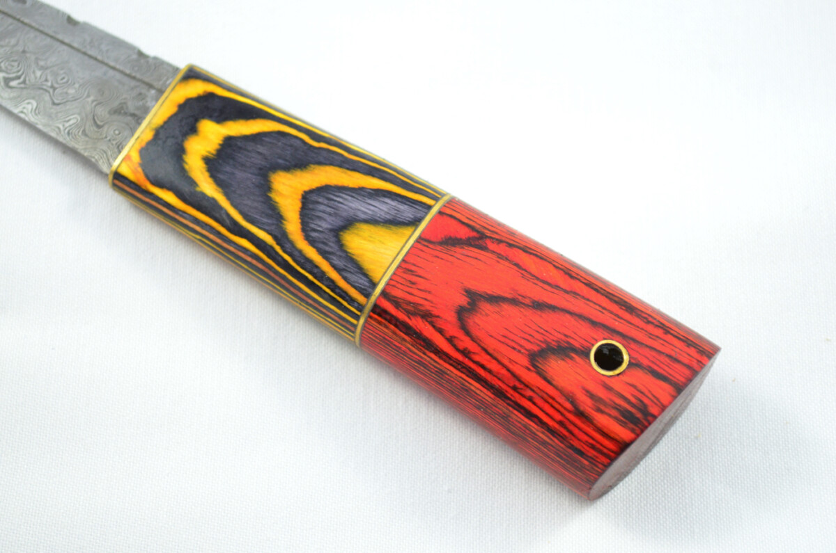New Fantastic Coloured Laminate Sgian Dubh Damascus Steel Made in Sheffield England Superior Sheath inc Presentation Box - Image 5