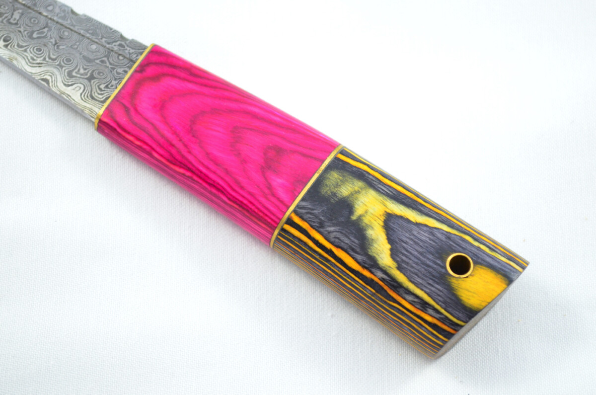 New Fantastic Coloured Laminate Sgian Dubh Damascus Steel Made in Sheffield England Superior Sheath inc Presentation Box - Image 5