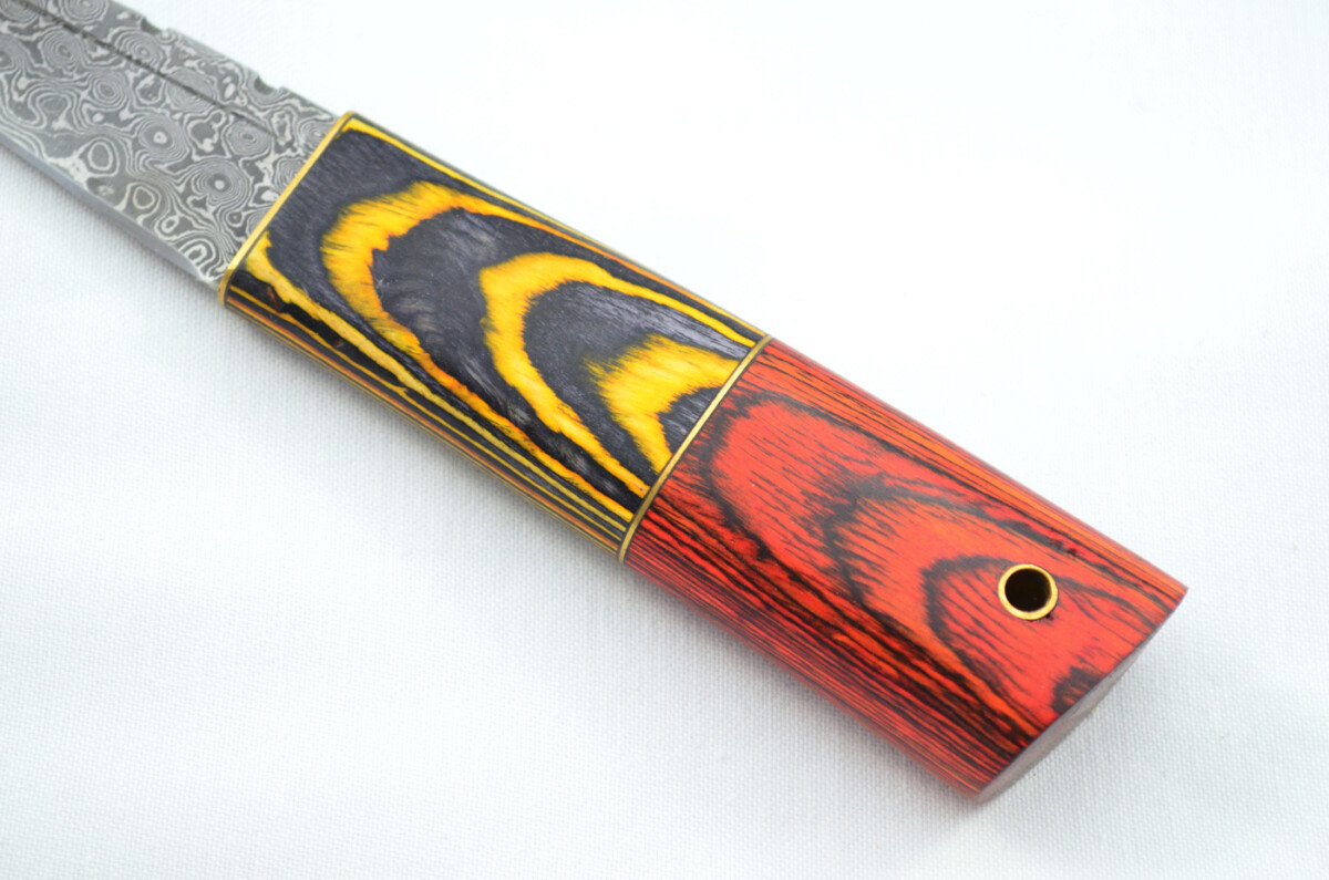 New Fantastic Coloured Laminate Sgian Dubh Damascus Steel Made in Sheffield England Superior Sheath inc Presentation Box - Image 4