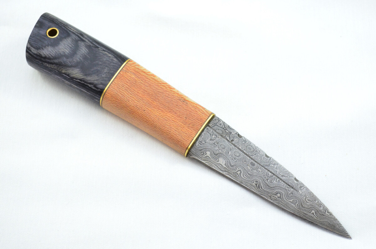 New Fantastic Coloured Laminate Sgian Dubh Damascus Steel Made in Sheffield England Superior Sheath inc Presentation Box - Image 4