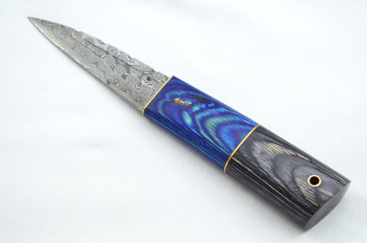 New Fantastic Coloured Laminate Sgian Dubh Damascus Steel Made in Sheffield England Superior Sheath inc Presentation Box - Image 5