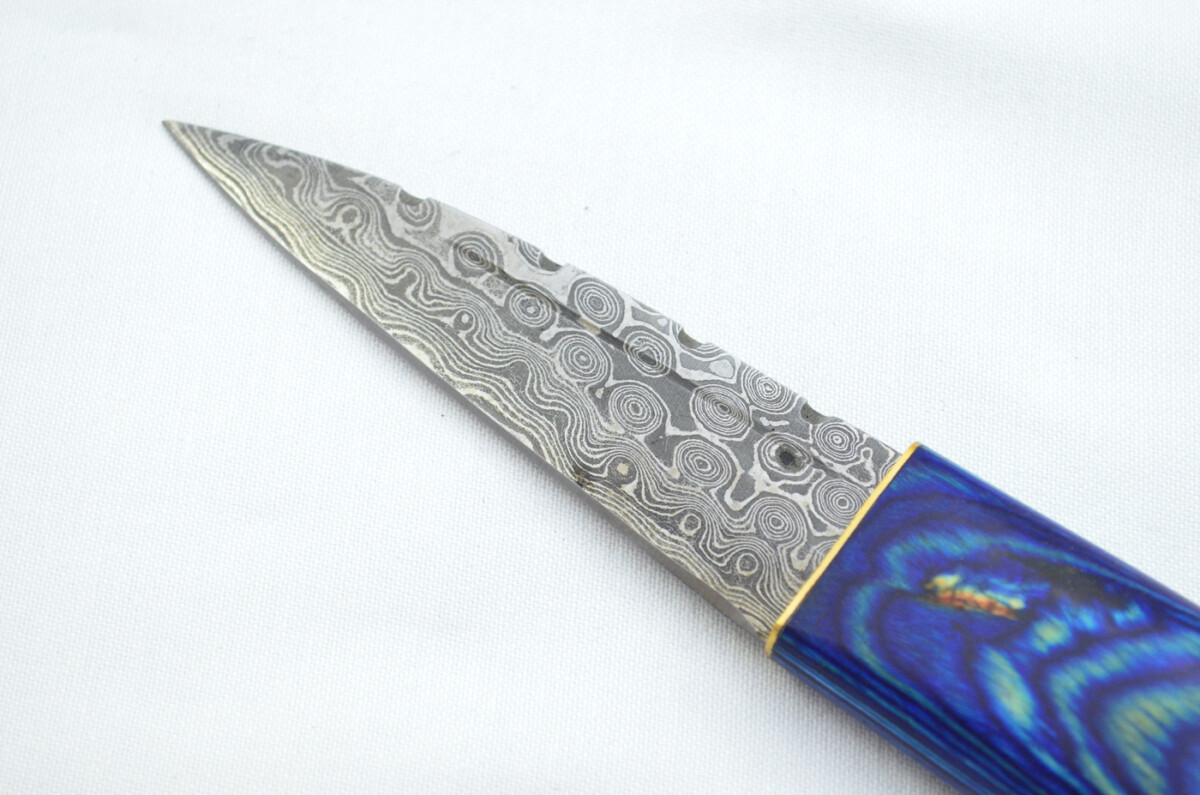 New Fantastic Coloured Laminate Sgian Dubh Damascus Steel Made in Sheffield England Superior Sheath inc Presentation Box - Image 3