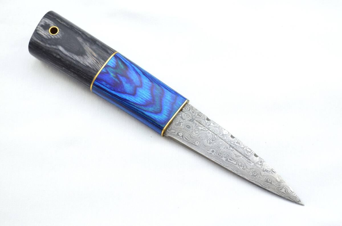 New Fantastic Coloured Laminate Sgian Dubh Damascus Steel Made in Sheffield England Superior Sheath inc Presentation Box - Image 4