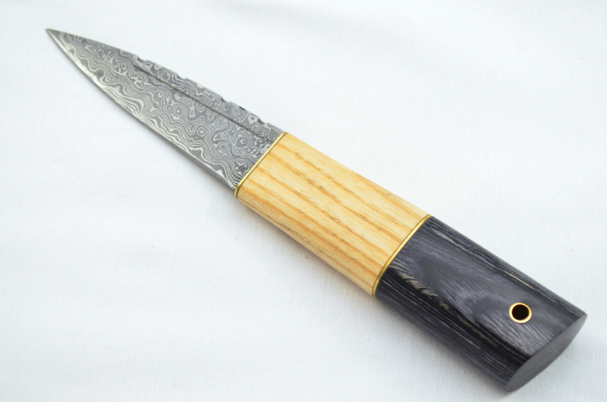 New Fantastic Coloured Laminate Sgian Dubh Damascus Steel Made in Sheffield England Superior Sheath inc Presentation Box - Image 4