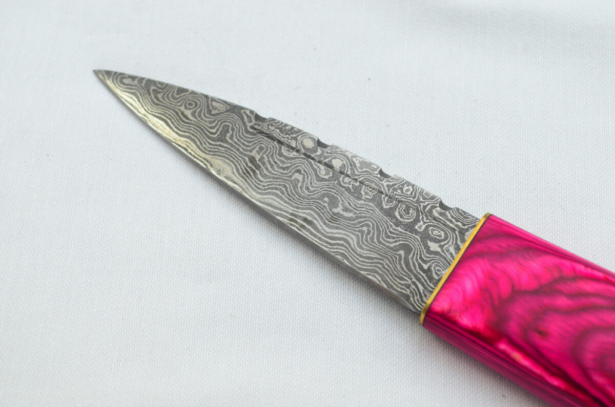 New Fantastic Coloured Laminate Sgian Dubh Damascus Steel Made in Sheffield England Superior Sheath inc Presentation Box - Image 2