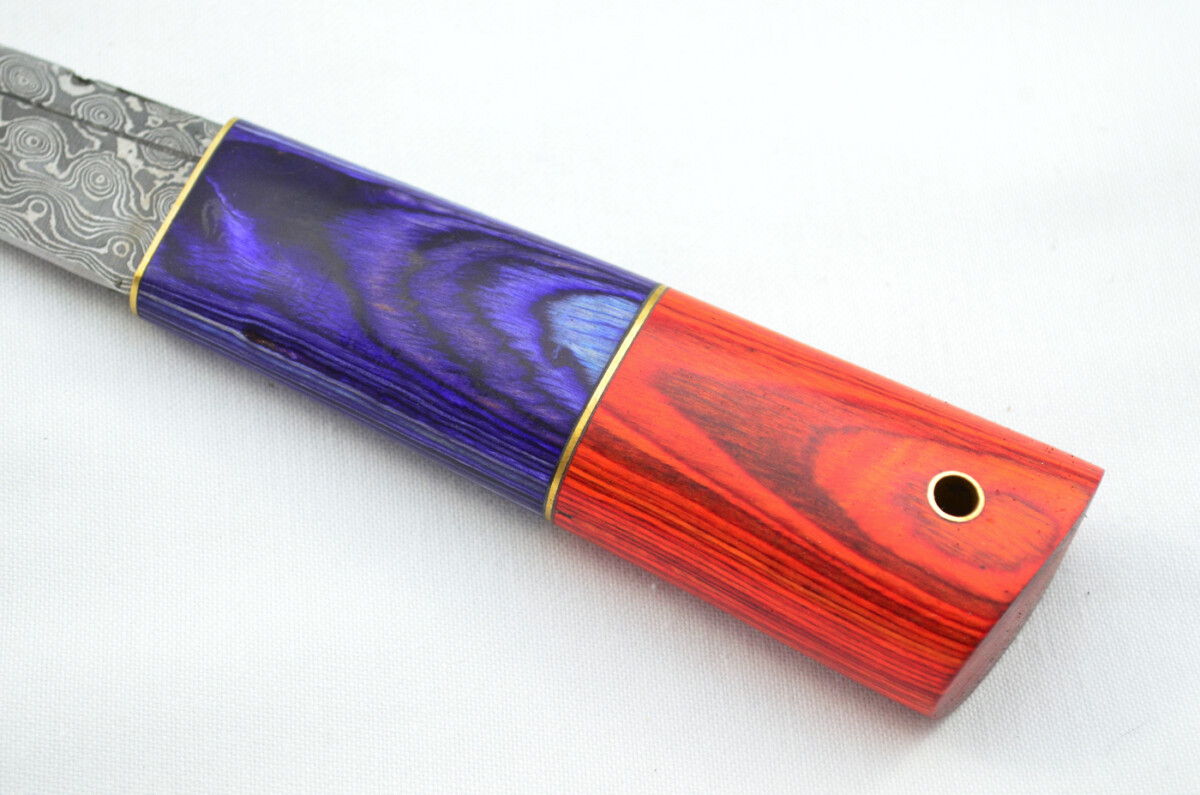 New Fantastic Coloured Laminate Sgian Dubh Damascus Steel Made in Sheffield England Superior Sheath inc Presentation Box - Image 5