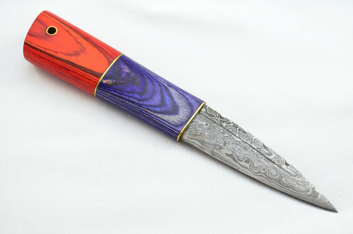 New Fantastic Coloured Laminate Sgian Dubh Damascus Steel Made in Sheffield England Superior Sheath inc Presentation Box - Image 4