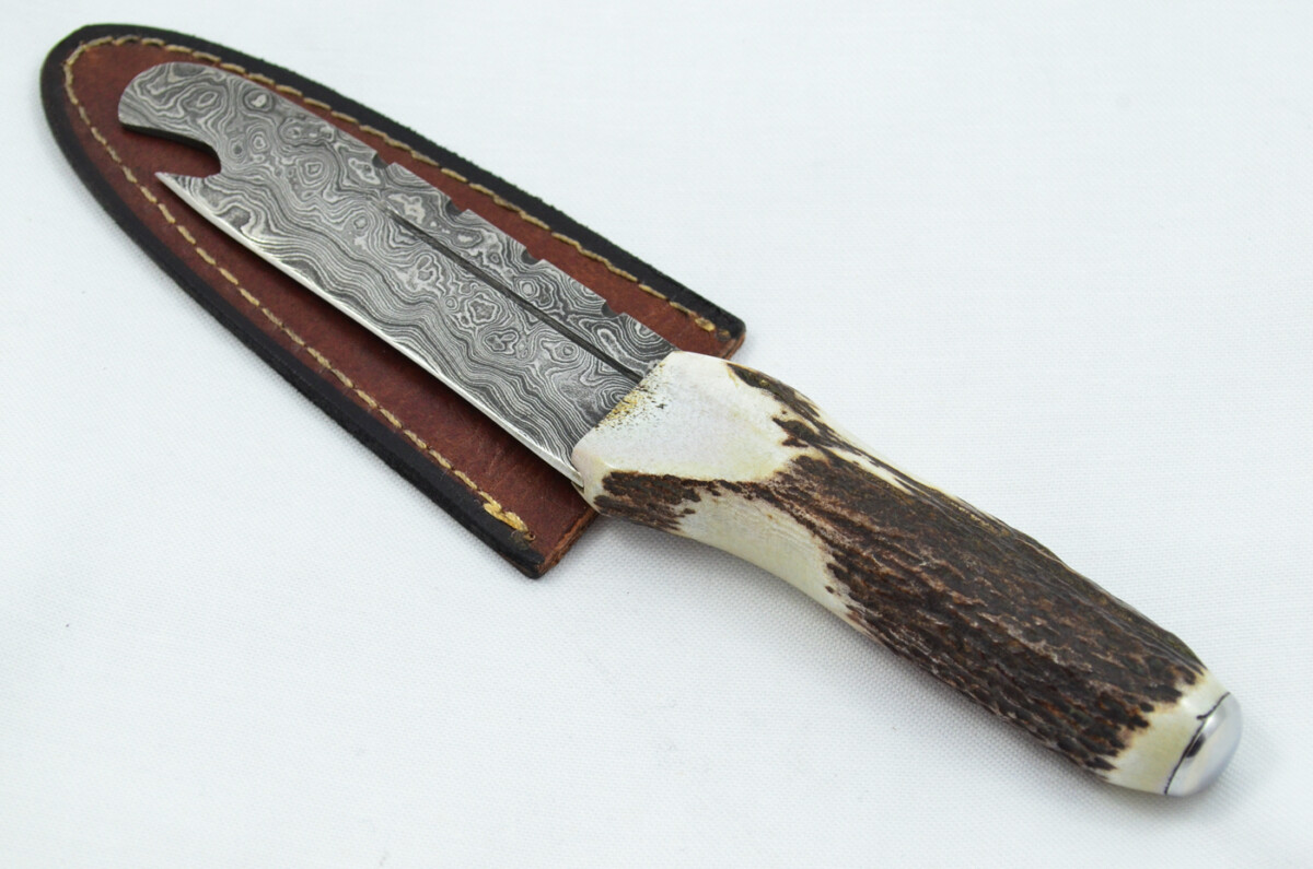 A Fantastic Genuine Stag Horn Handle Damascus Steel Sgian Bru Made in Sheffield England - Image 2