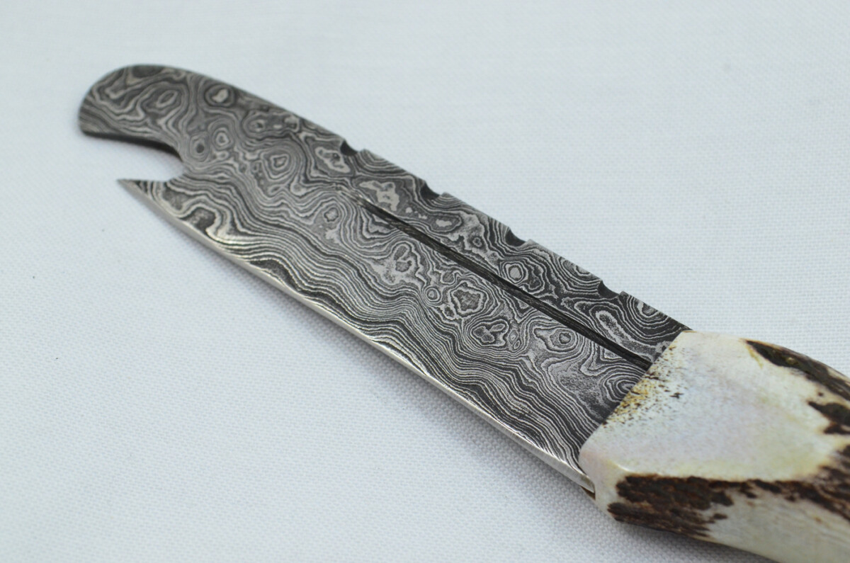 A Fantastic Genuine Stag Horn Handle Damascus Steel Sgian Bru Made in Sheffield England - Image 5