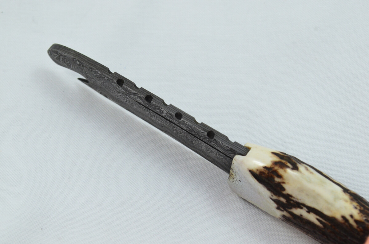 A Fantastic Genuine Stag Horn Handle Damascus Steel Sgian Bru Made in Sheffield England - Image 6