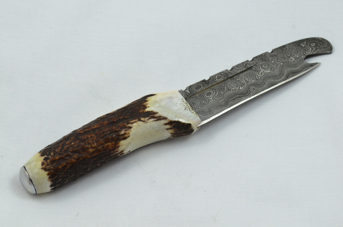 A Fantastic Genuine Stag Horn Handle Damascus Steel Sgian Bru Made in Sheffield England - Image 7