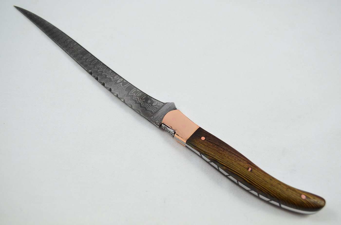 2026 Collection - Damascus Blade Laminate Wood Ham Knife Copper Bolsters Limited Edition 1 of 20 - Image 3