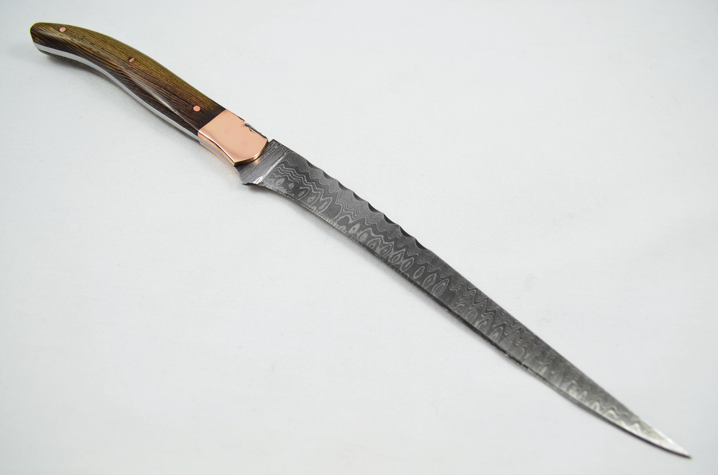 2026 Collection - Damascus Blade Laminate Wood Ham Knife Copper Bolsters Limited Edition 1 of 20 - Image 4