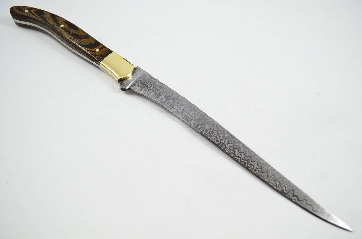 2026 Collection - Damascus Blade Laminate Wood Ham Knife Brass Bolsters Limited Edition 1 of 20 - Image 3