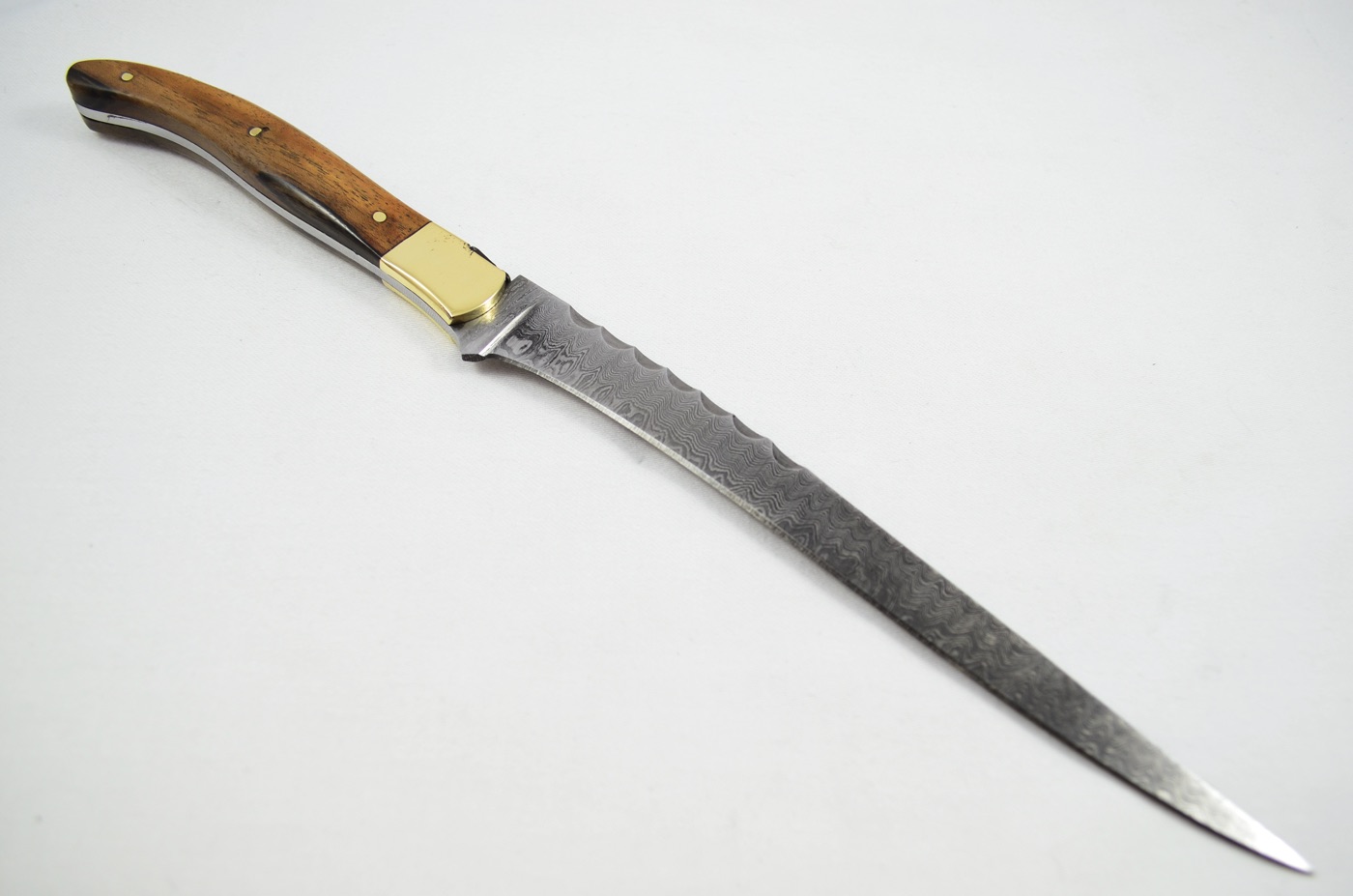 2026 Collection - Damascus Blade Ham Knife Olive Wood Brass Bolsters Limited Edition 1 of 20 - Image 3