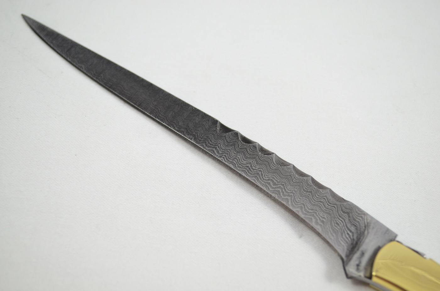 2026 Collection - Damascus Blade Ham Knife Olive Wood Brass Bolsters Limited Edition 1 of 20 - Image 4