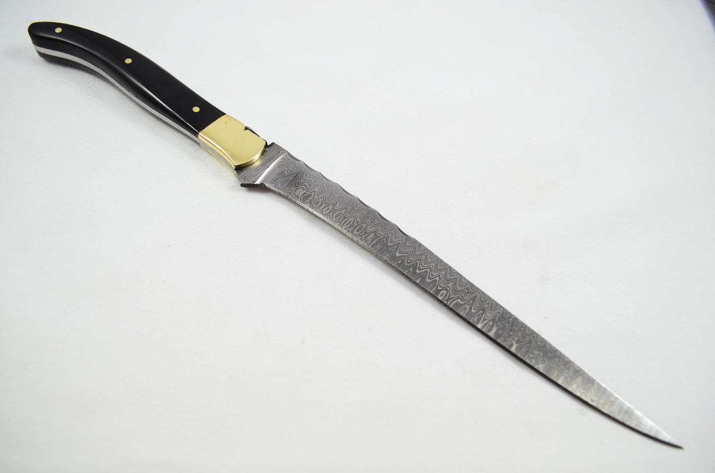 2026 Collection - Damascus Blade Ham Knife Water Buffalo Brass Bolsters Limited Edition 1 of 20 - Image 3