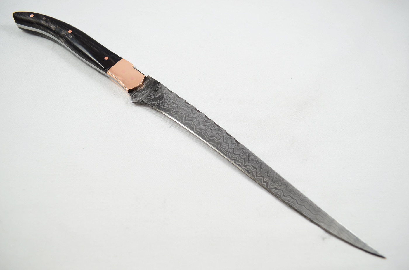 2026 Collection - Damascus Blade Ham Knife Water Buffalo Copper Bolsters Limited Edition 1 of 20 - Image 3