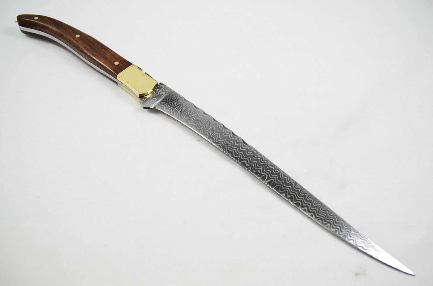 2026 Collection - Damascus Blade Ham Knife Rosewood Brass Bolsters Limited Edition 1 of 20 - Image 3