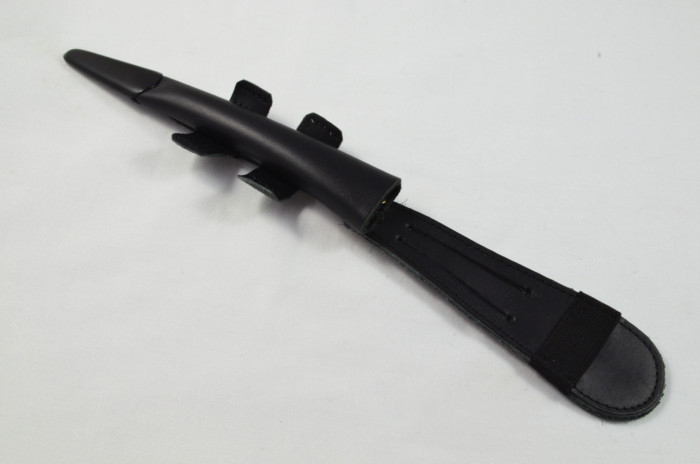 Brand New Commando / Fairbairn Sykes Knife Leg Sheath - Black Leather - Black Tip
