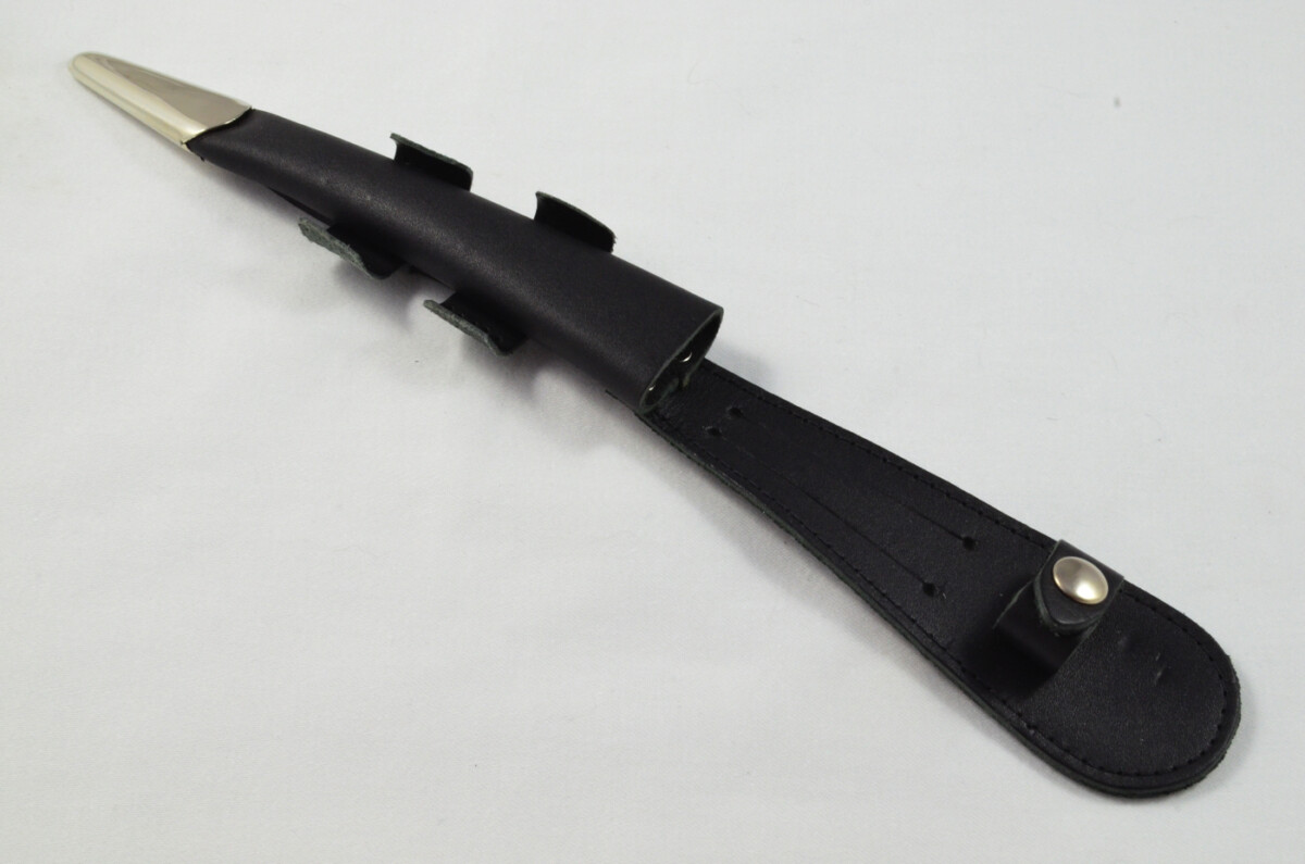 Brand New Commando / Fairbairn Sykes Knife Leg Sheath - Black Leather - Polished Tip