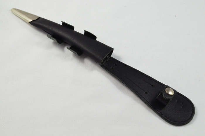 Brand New Commando / Fairbairn Sykes Knife Leg Sheath - Black Leather - Polished Tip