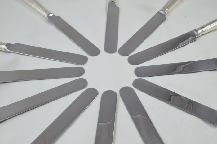1780 Antique Rare London Set of 12 Table Sterling Silver Knives Georgian Moses Brent - Image 10
