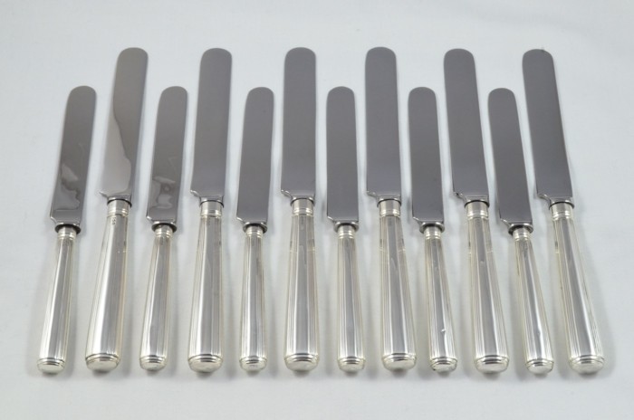1805 Antique Moses Brent London Set of 6 Table & 6 Dessert Sterling Silver Knives Georgian
