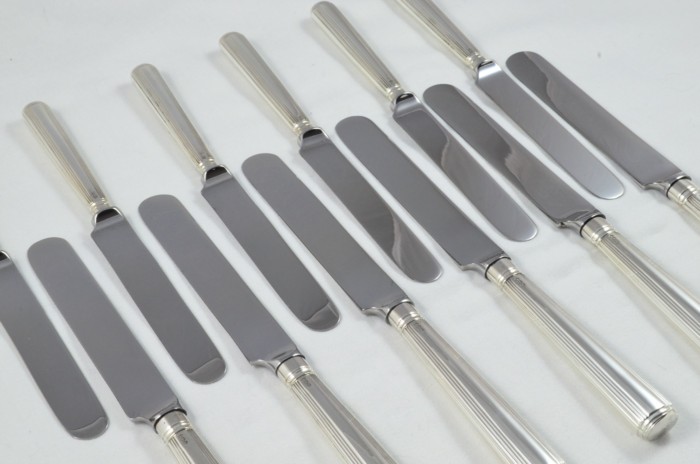 1805 Antique Moses Brent London Set of 6 Table & 6 Dessert Sterling Silver Knives Georgian - Image 4