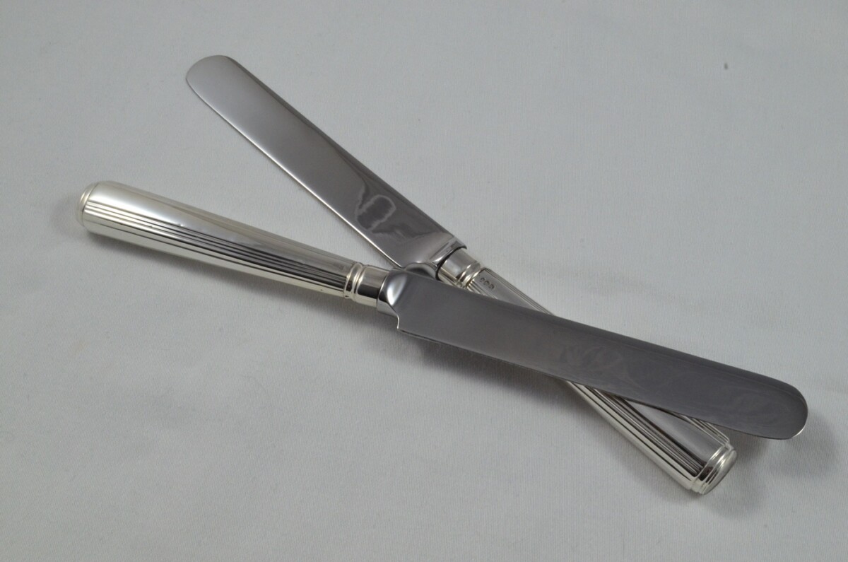 1805 Antique Moses Brent London Set of 6 Table & 6 Dessert Sterling Silver Knives Georgian - Image 8