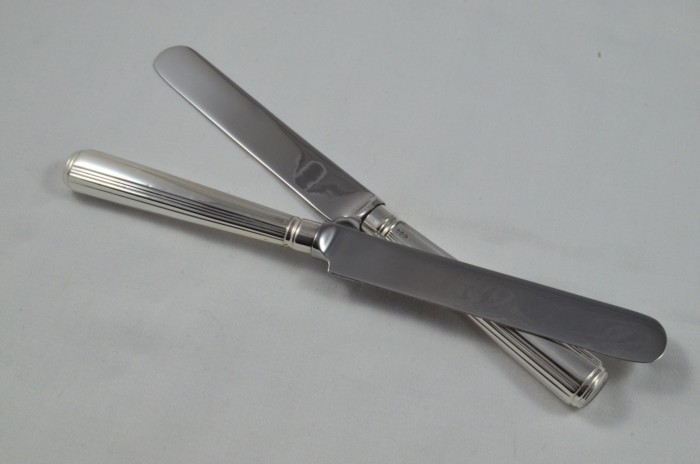 1805 Antique Moses Brent London Set of 6 Table & 6 Dessert Sterling Silver Knives Georgian - Image 8