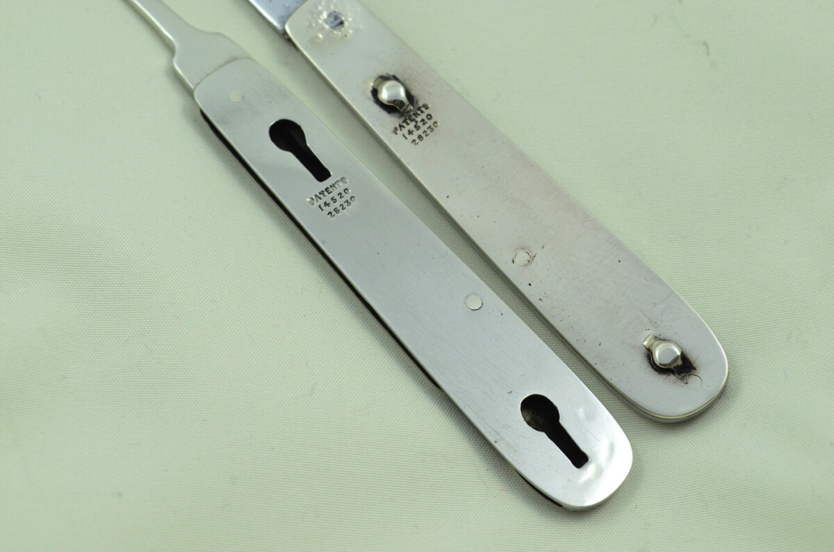 Singleton Sheffield Made 2 Piece Travelling/Campaign Knife and fork set Brass Scaled - Image 4