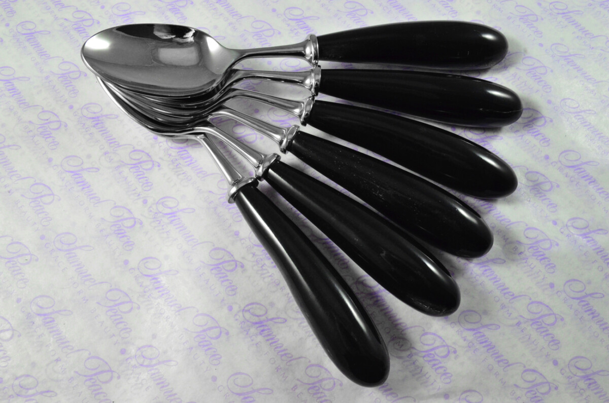 Six Brand New Genuine Water Buffalo Handle Dessert Spoons Made in Sheffield England - Image 7
