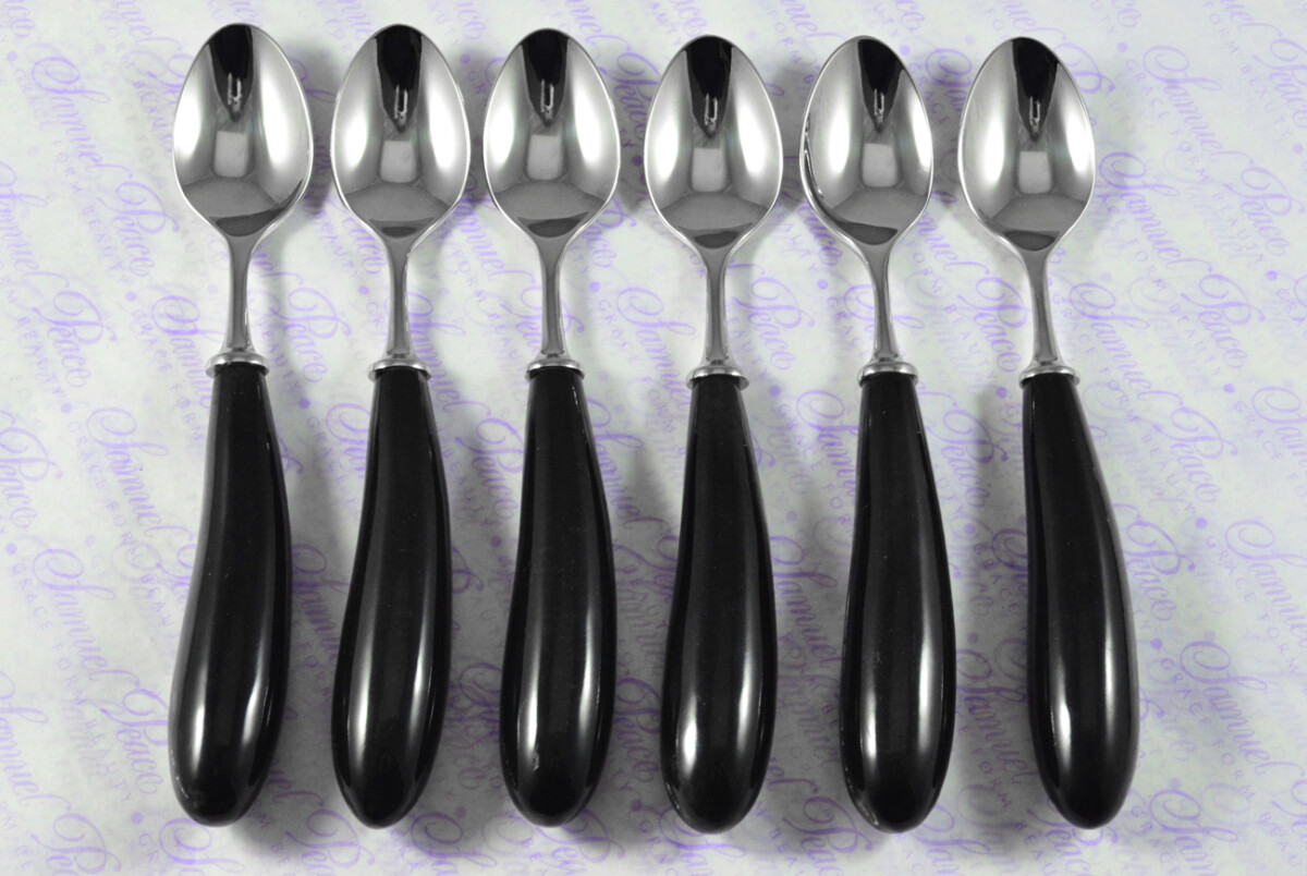 Six Brand New Genuine Water Buffalo Handle Tea Spoons Made in Sheffield England - Image 2