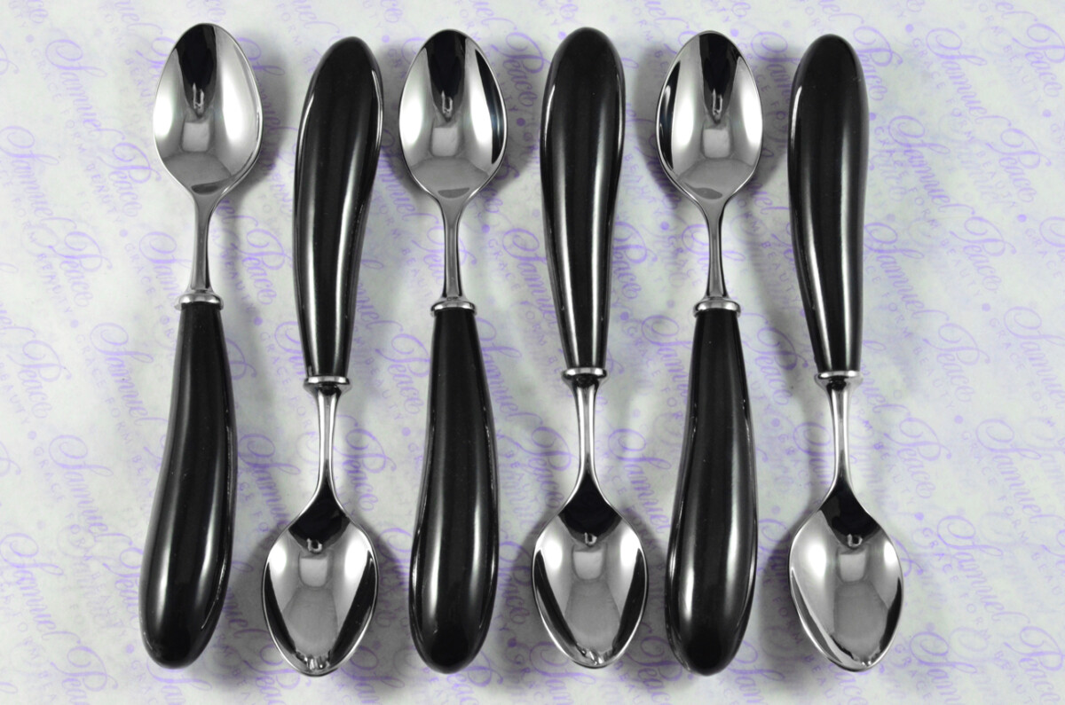 Six Brand New Genuine Water Buffalo Handle Tea Spoons Made in Sheffield England