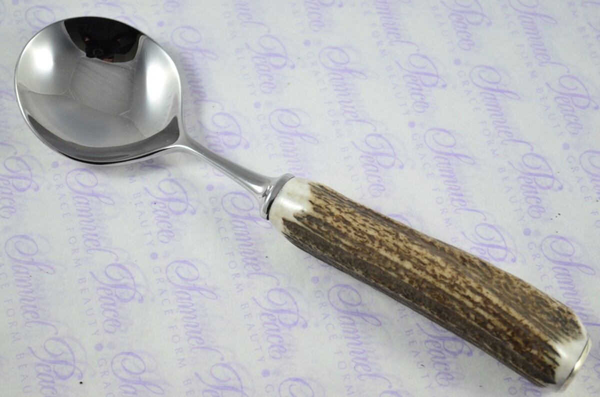 Six New Genuine Stag/Antler Handle Soup Spoons Boxed Made In Sheffield England - Image 3