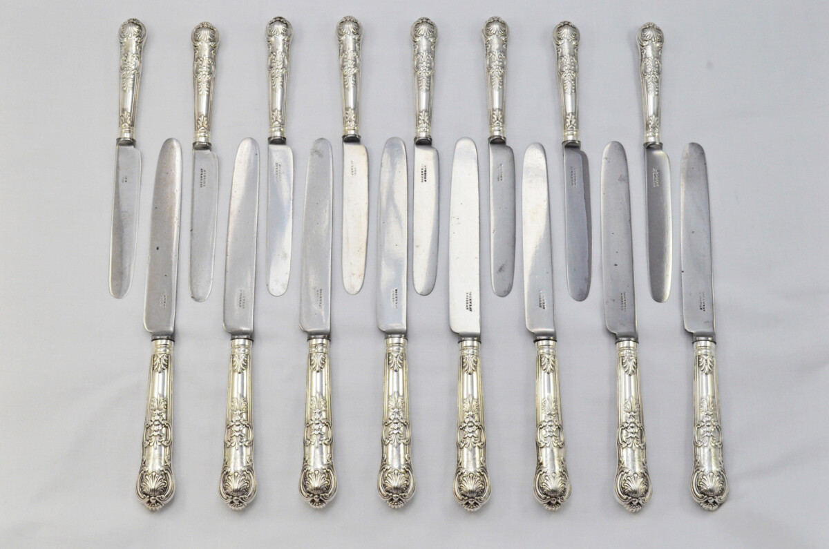 8 Table & 8 Dessert Knives Sterling Silver Handled Queens Pattern Sheffield 1830 RARE - Image 3