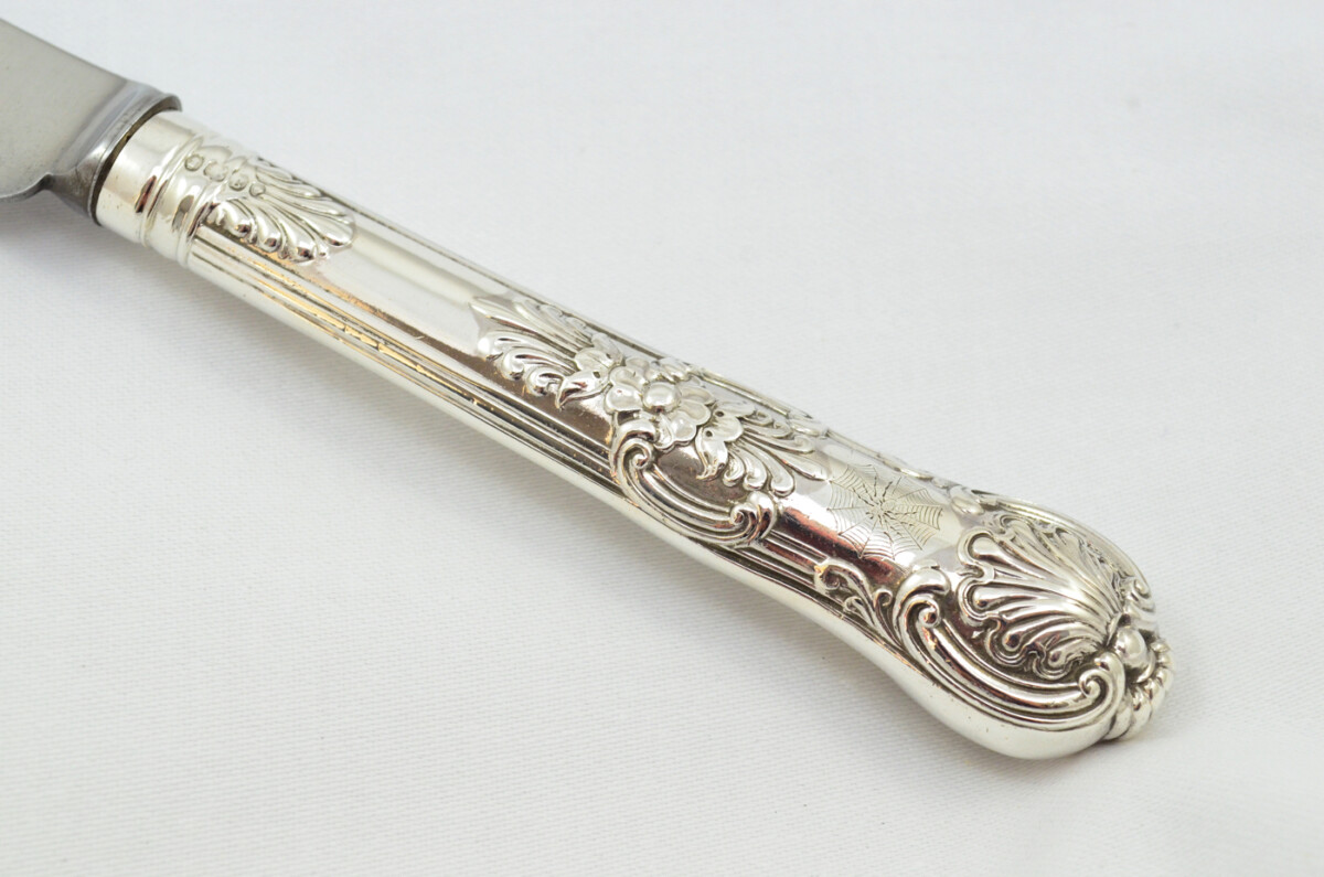 8 Table & 8 Dessert Knives Sterling Silver Handled Queens Pattern Sheffield 1830 RARE - Image 7