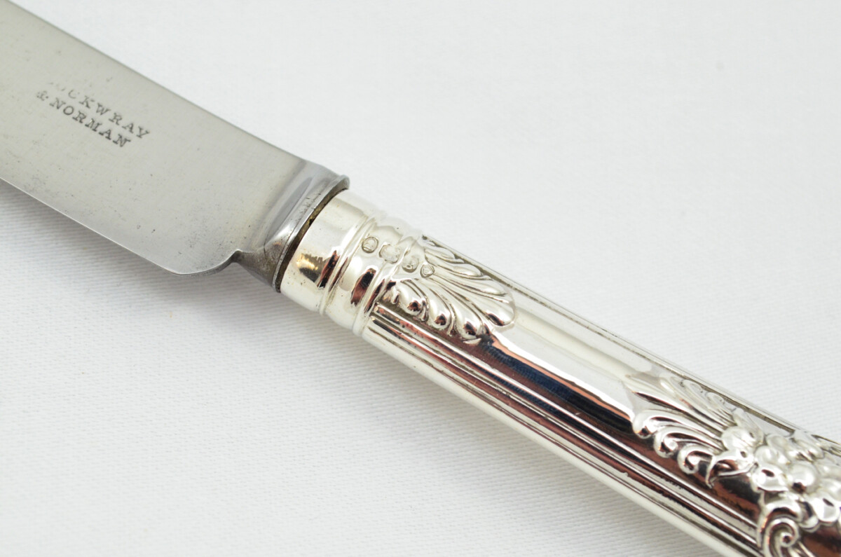 8 Table & 8 Dessert Knives Sterling Silver Handled Queens Pattern Sheffield 1830 RARE - Image 6