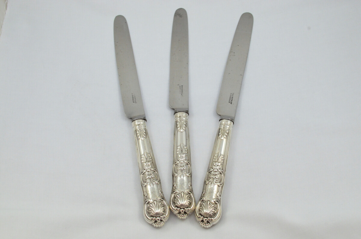 8 Table & 8 Dessert Knives Sterling Silver Handled Queens Pattern Sheffield 1830 RARE - Image 12