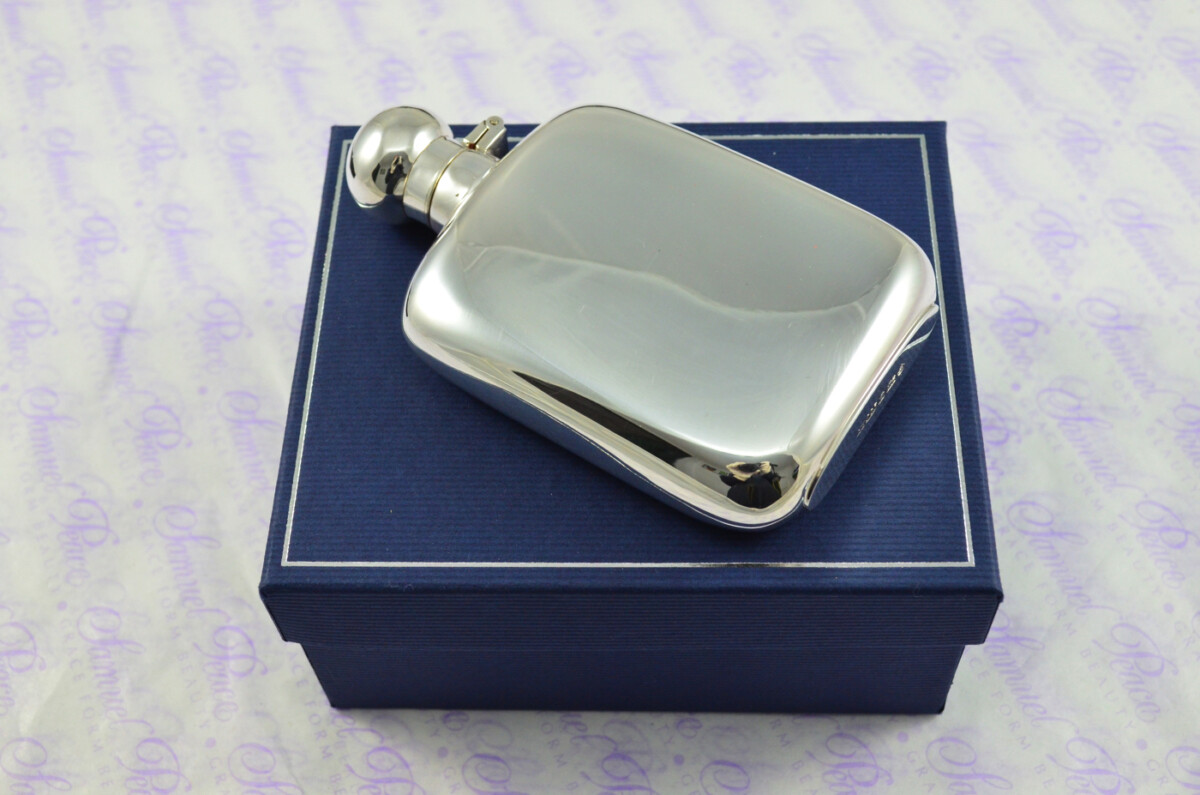 Sterling Silver Hallmarked Oval Hip Flask 4oz Bayonet Top Hallmarked 2025