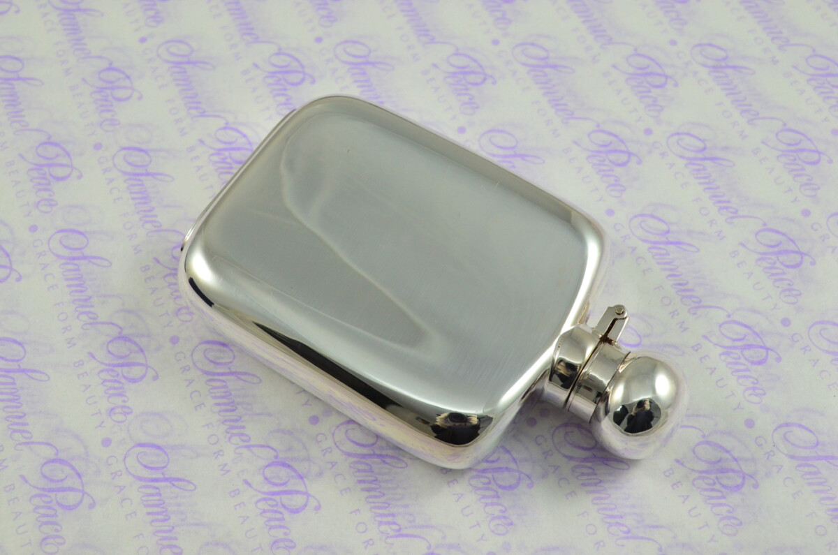 Sterling Silver Hallmarked Oval Hip Flask 4oz Bayonet Top Hallmarked 2025 - Image 4