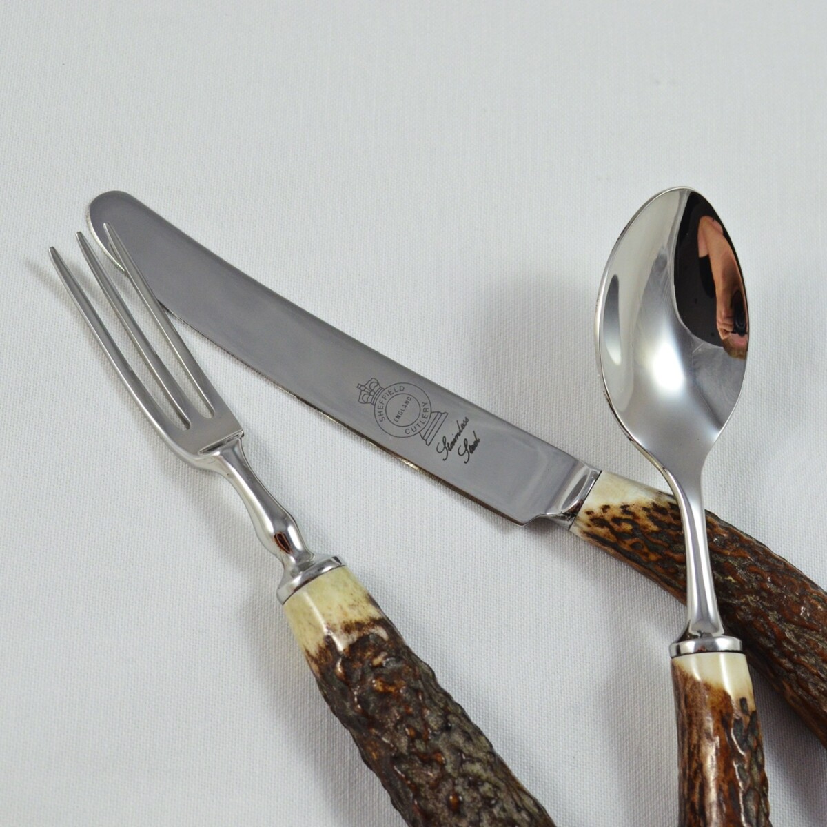 A Genuine Stag Horn Handled Child's Set Gift Boxed - Image 2