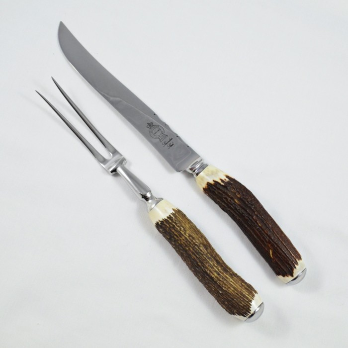 A Genuine Stag Horn Handled 2 Piece Carving Set