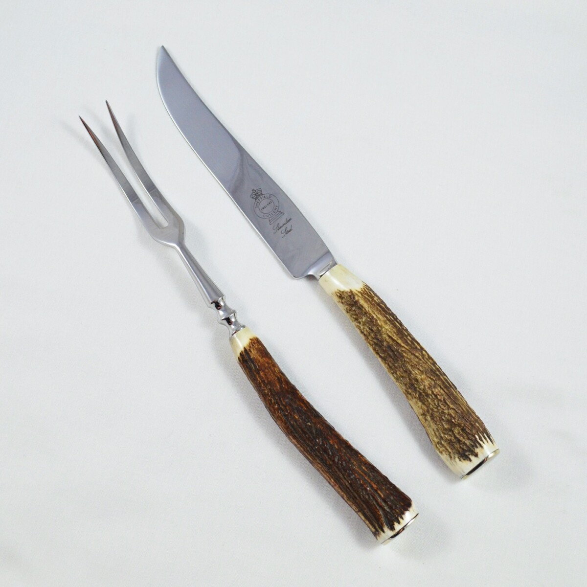 A Genuine Stag Horn Handled 2 Piece Game Carving Set