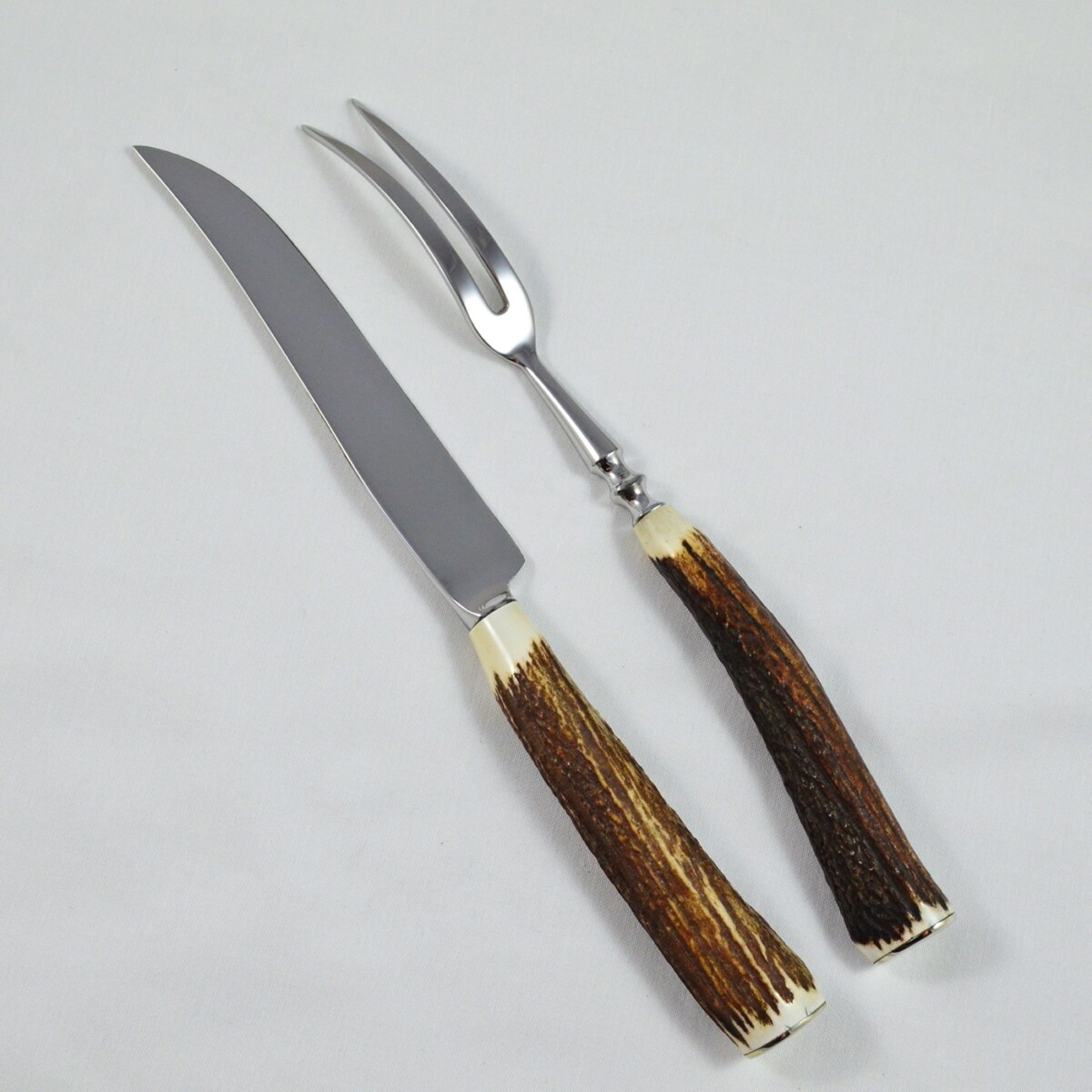 A Genuine Stag Horn Handled 2 Piece Game Carving Set - Image 2