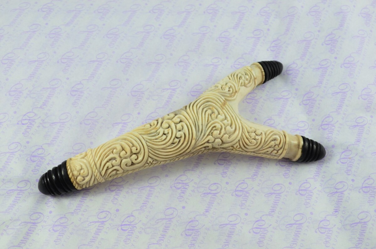 Stag Horn Ornate Hand Carved Catapult / Slingshot with Buffalo Accents